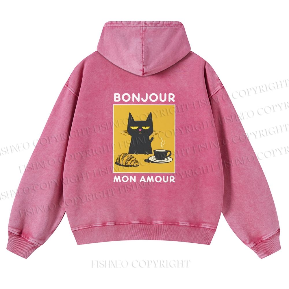 Unisex Bonjour Mon Amour washed hoodie