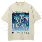 Unisex Yayoi Kusama Jellyfish Printed Washed Tee