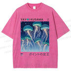 Unisex Yayoi Kusama Jellyfish Printed Washed Tee