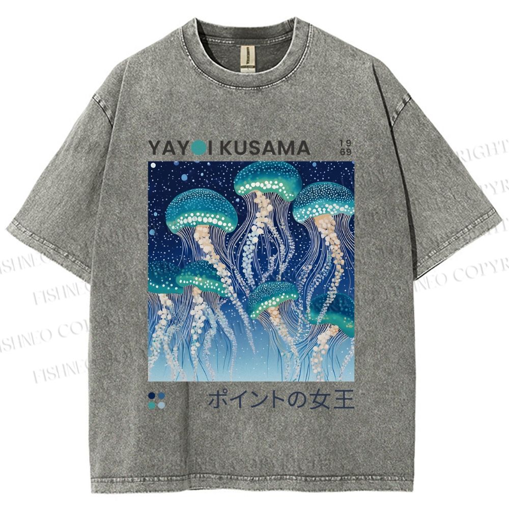 Unisex Yayoi Kusama Jellyfish Printed Washed Tee
