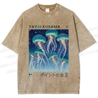 Unisex Yayoi Kusama Jellyfish Printed Washed Tee