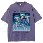 Unisex Yayoi Kusama Jellyfish Printed Washed Tee