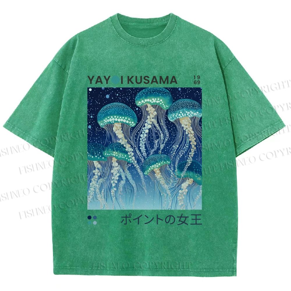 Unisex Yayoi Kusama Jellyfish Printed Washed Tee