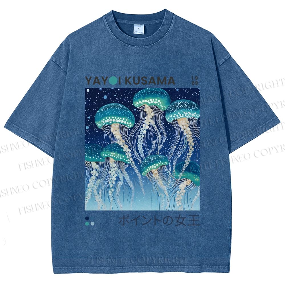 Unisex Yayoi Kusama Jellyfish Printed Washed Tee