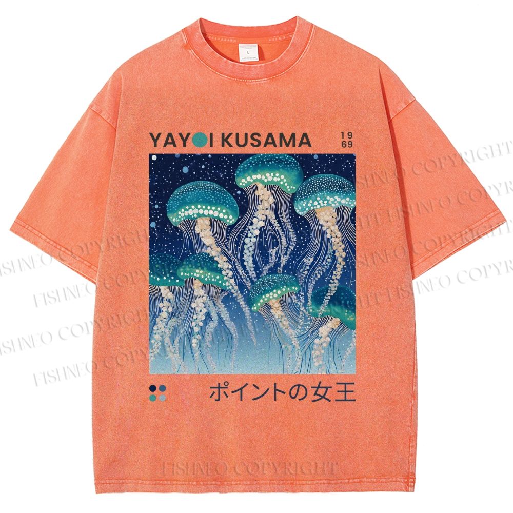Unisex Yayoi Kusama Jellyfish Printed Washed Tee