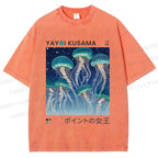 Unisex Yayoi Kusama Jellyfish Printed Washed Tee