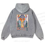 Unisex Yayoi Kusama Multicolor Monkey Printed washed hoodie