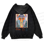 Unisex Yayoi Kusama Multicolor Monkey Printed washed hoodie