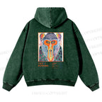 Unisex Yayoi Kusama Multicolor Monkey Printed washed hoodie