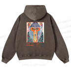 Unisex Yayoi Kusama Multicolor Monkey Printed washed hoodie