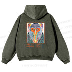 Unisex Yayoi Kusama Multicolor Monkey Printed washed hoodie