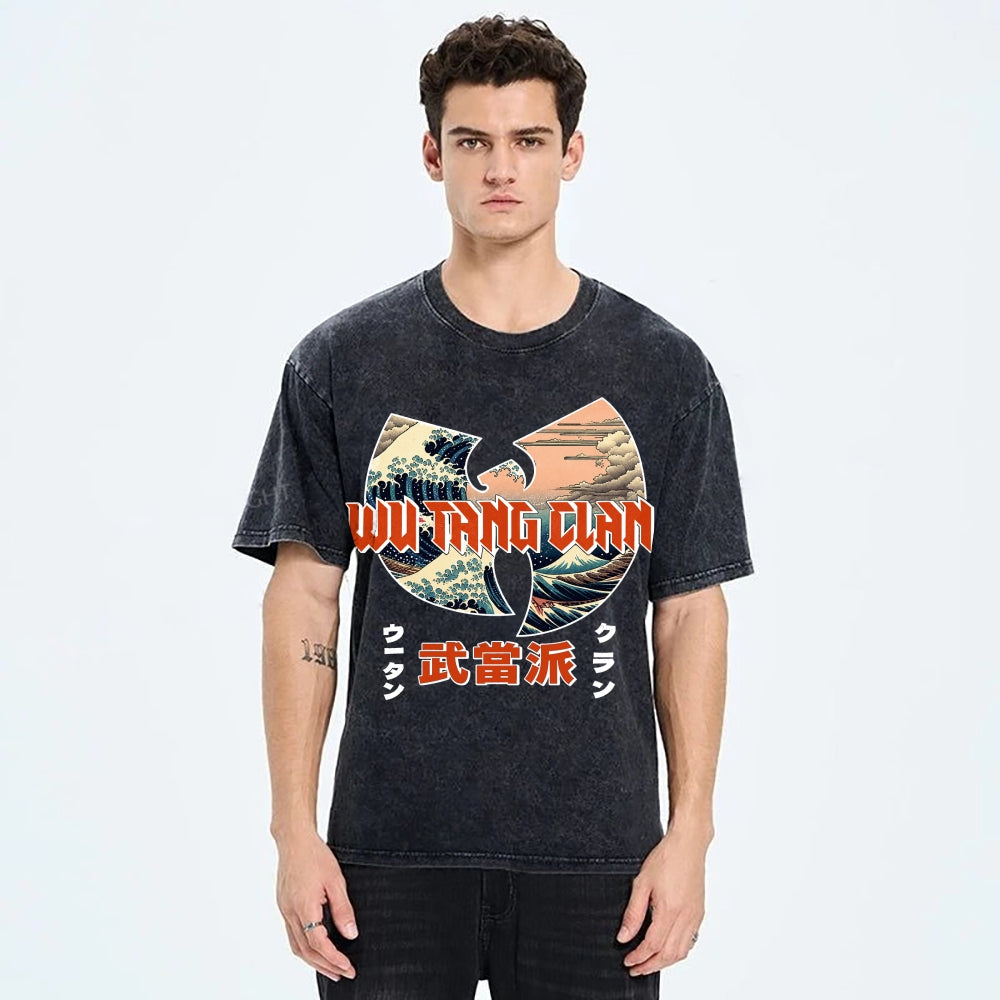 Wu-Tang Clan Ukiyoe Wave Vintage Wash Japanese Design T-Shirt