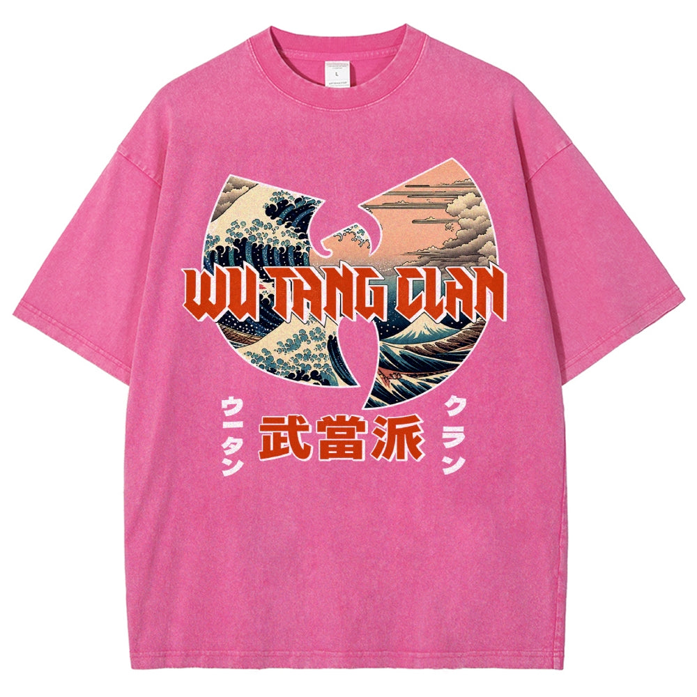 Wu-Tang Clan Ukiyoe Wave Vintage Wash Japanese Design T-Shirt
