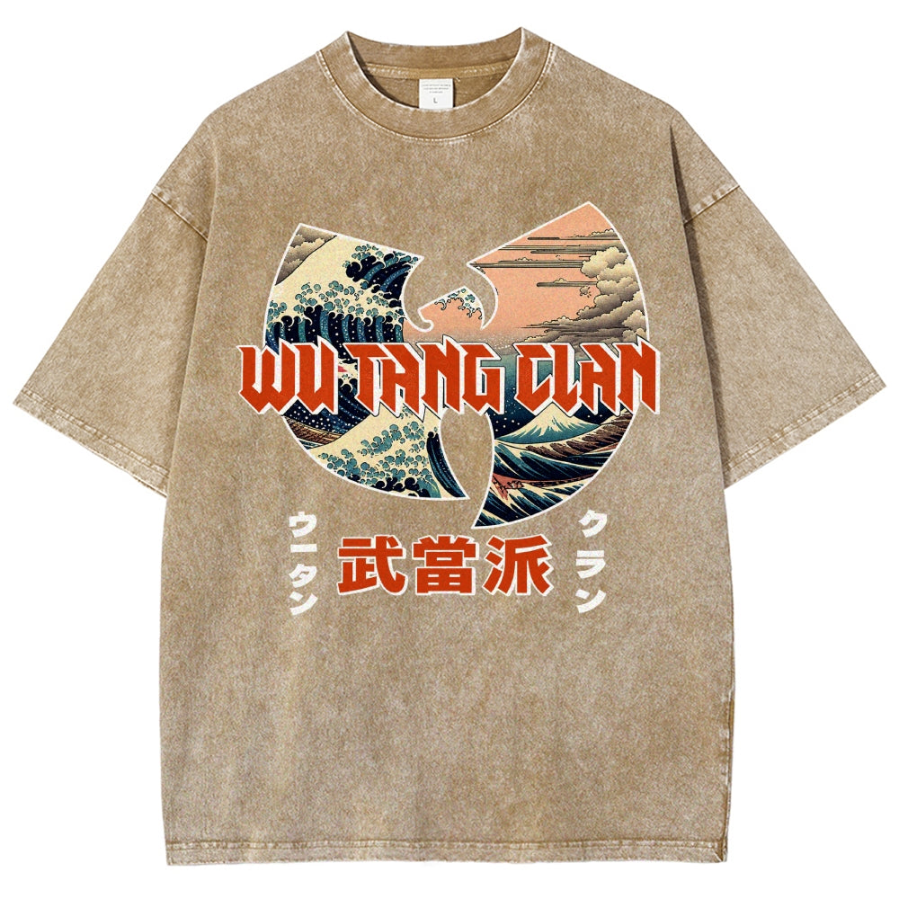 Wu-Tang Clan Ukiyoe Wave Vintage Wash Japanese Design T-Shirt