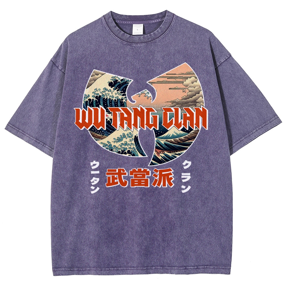 Wu-Tang Clan Ukiyoe Wave Vintage Wash Japanese Design T-Shirt