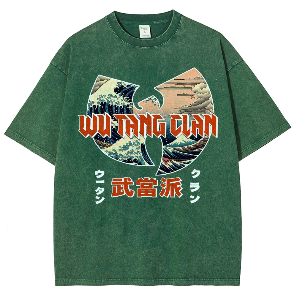 Wu-Tang Clan Ukiyoe Wave Vintage Wash Japanese Design T-Shirt