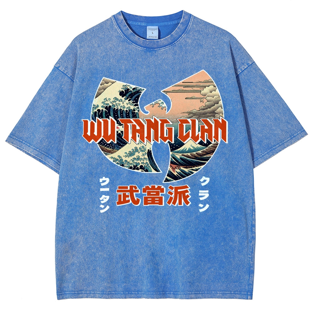 Wu-Tang Clan Ukiyoe Wave Vintage Wash Japanese Design T-Shirt