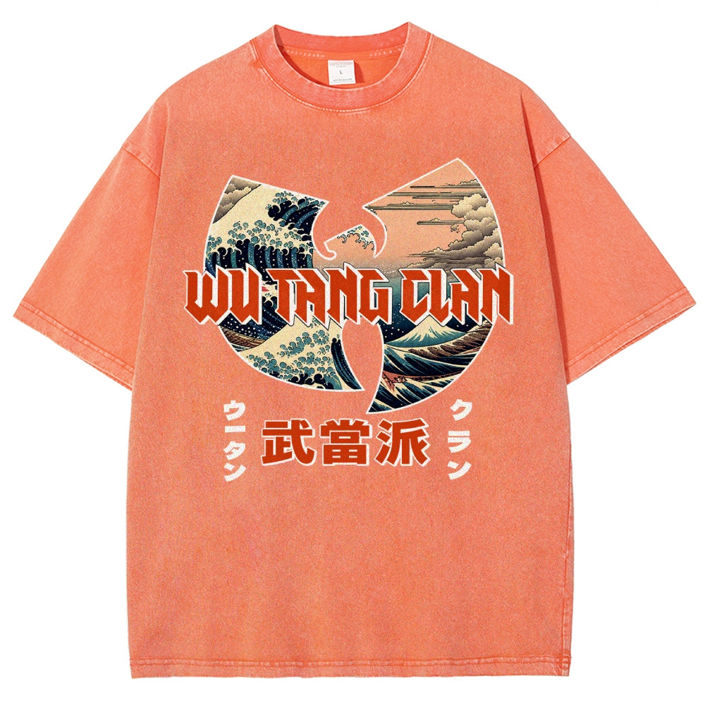 Wu-Tang Clan Ukiyoe Wave Vintage Wash Japanese Design T-Shirt