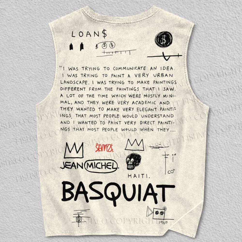 Unisex Jean-Michel Basquiat Graffiti Printed Tank Top