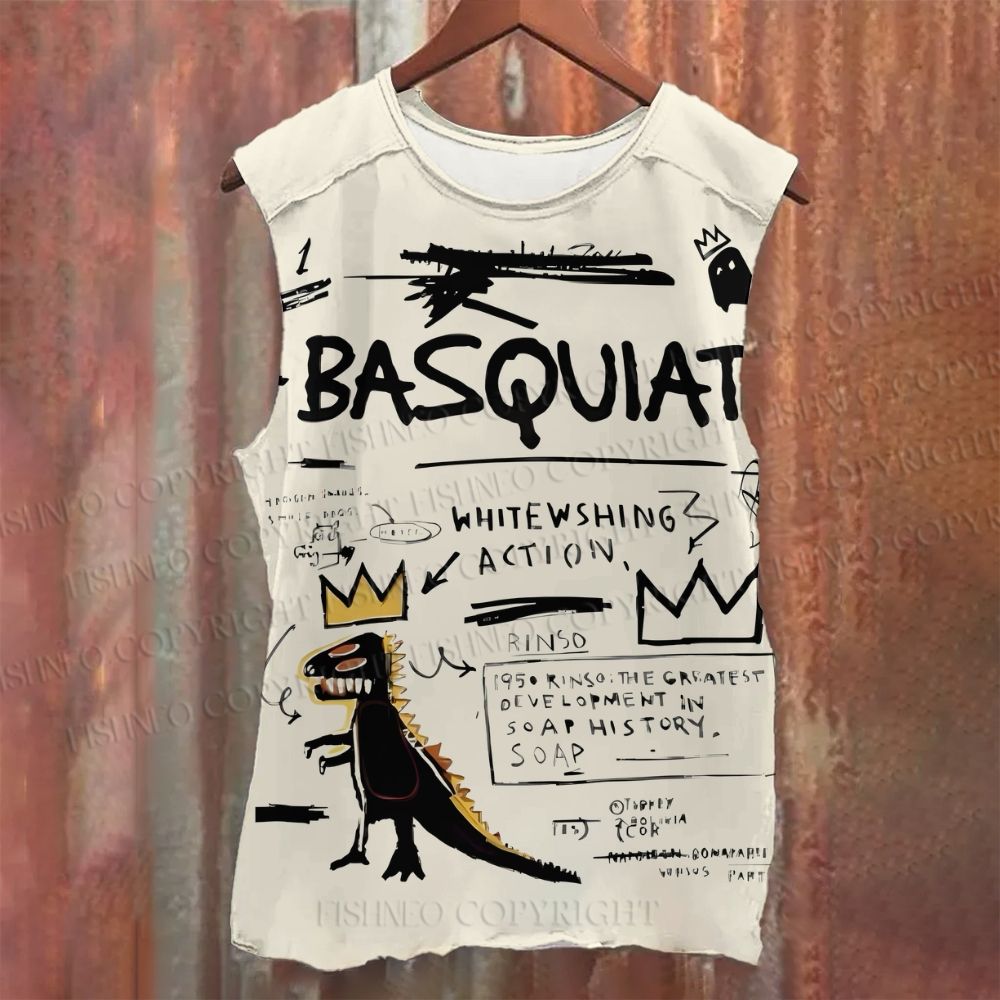 Unisex Casual Jean-Michel Basquiat Graffiti Printed Tank Top