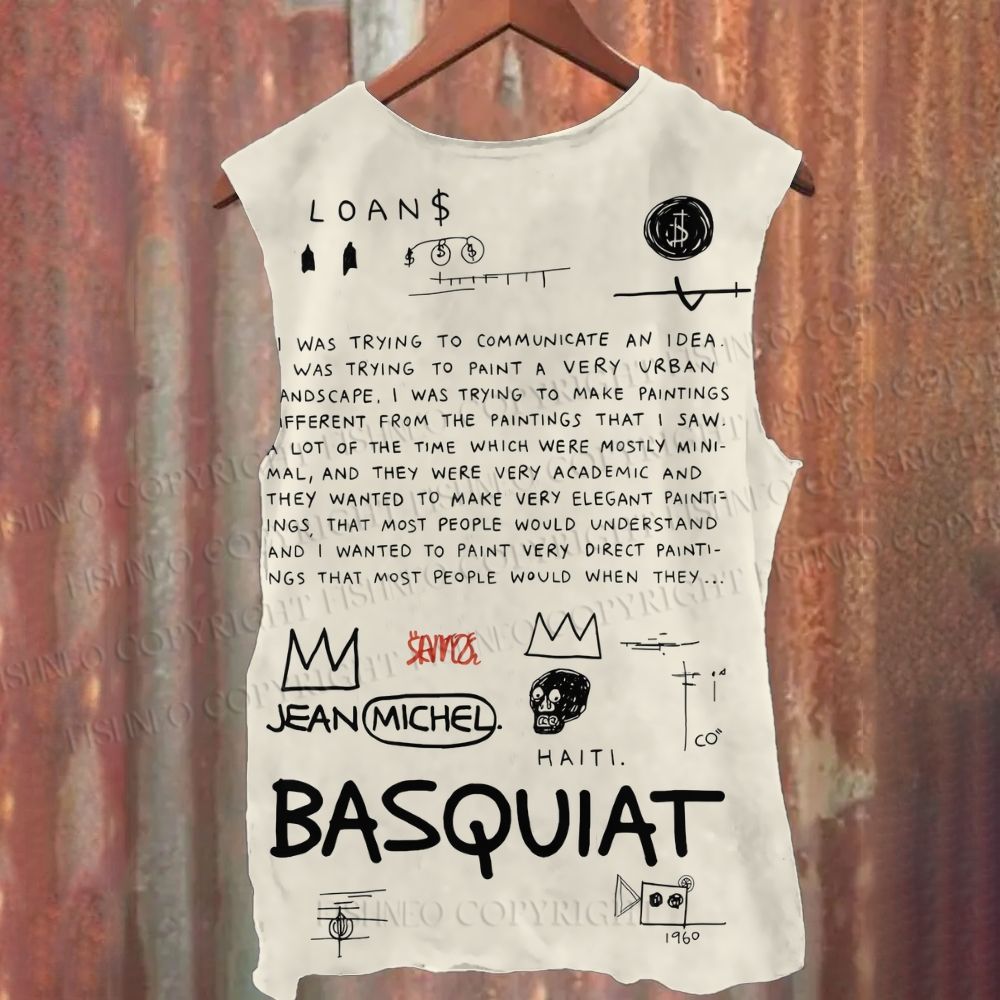 Unisex Casual Jean-Michel Basquiat Graffiti Printed Tank Top