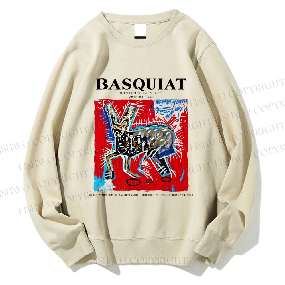 Unisex Jean-Michel Basquiat Red Rabbit Printed Sweatshirt