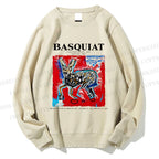 Unisex Jean-Michel Basquiat Red Rabbit Printed Sweatshirt