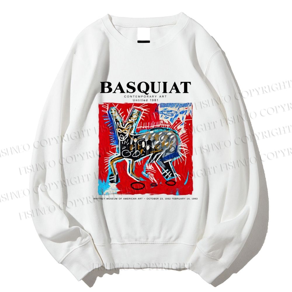 Unisex Jean-Michel Basquiat Red Rabbit Printed Sweatshirt