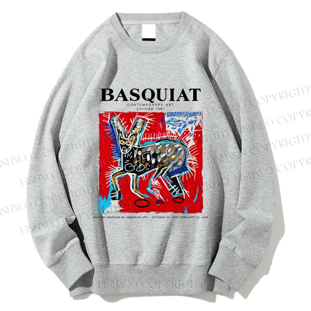Unisex Jean-Michel Basquiat Red Rabbit Printed Sweatshirt