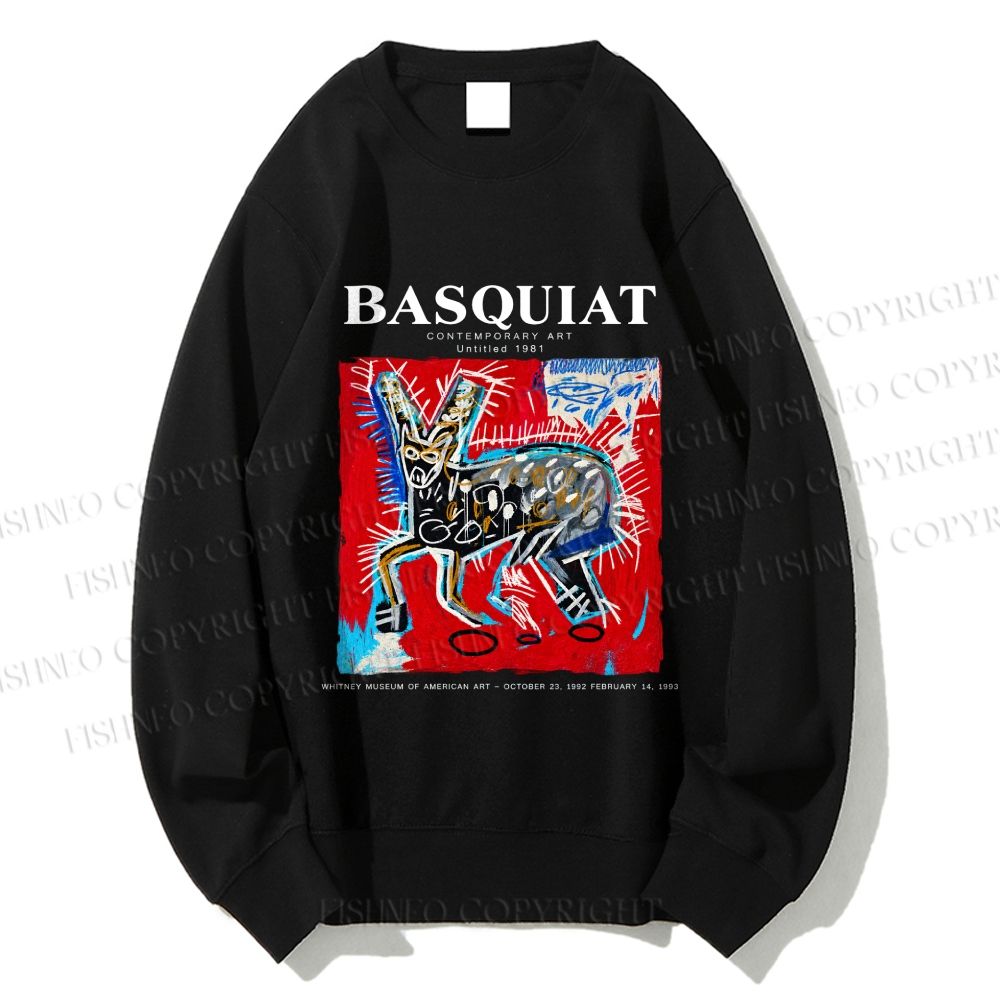Unisex Jean-Michel Basquiat Red Rabbit Printed Sweatshirt