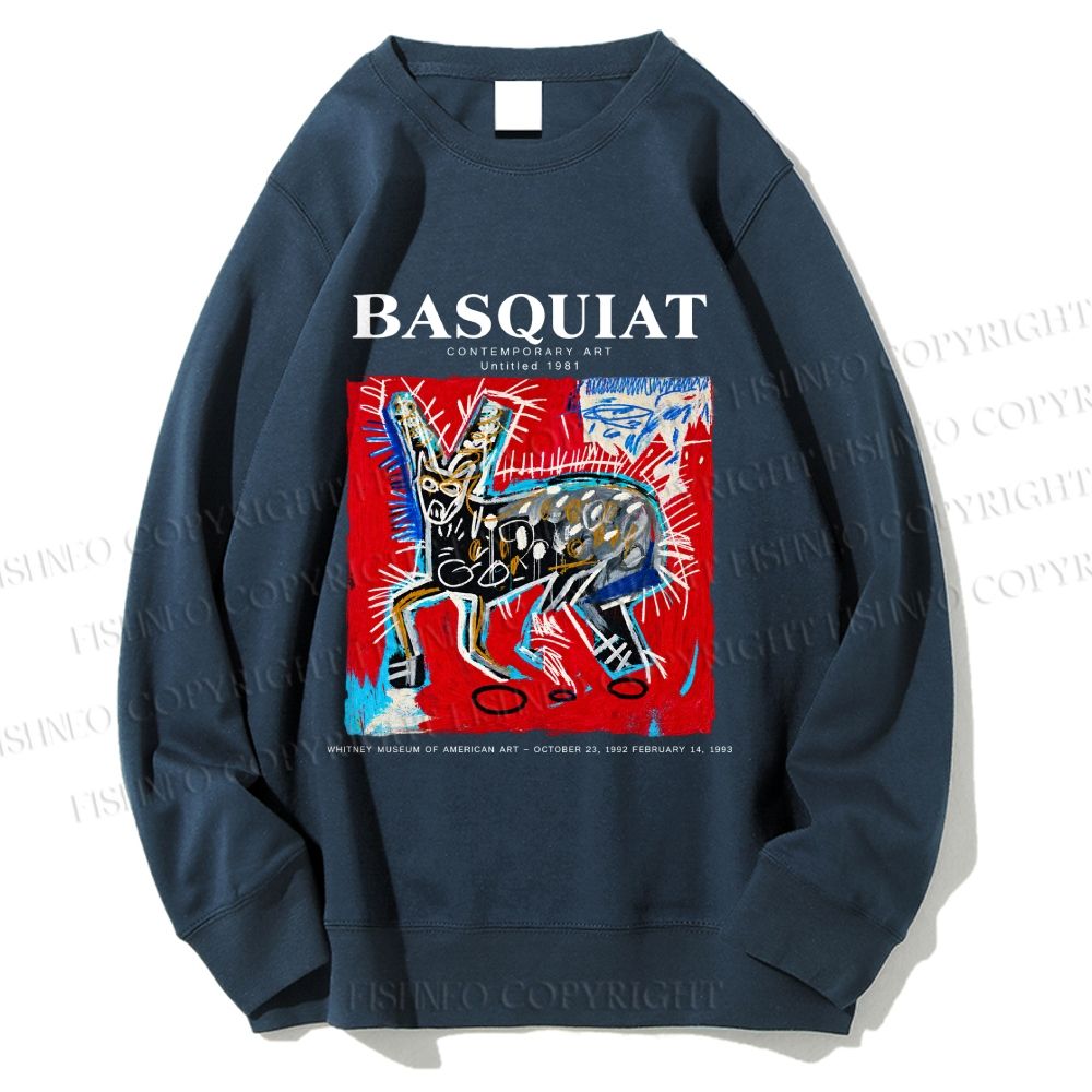 Unisex Jean-Michel Basquiat Red Rabbit Printed Sweatshirt