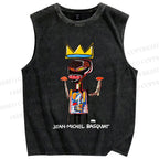 Unisex Jean-Michel Basquiat Printed Washed Tank Top