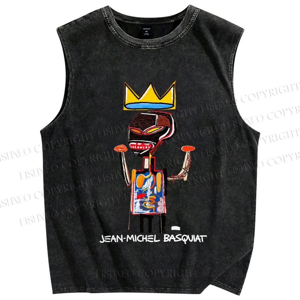 Unisex Jean-Michel Basquiat Printed Washed Tank Top