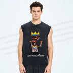Unisex Jean-Michel Basquiat Printed Washed Tank Top