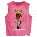 Unisex Jean-Michel Basquiat Printed Washed Tank Top