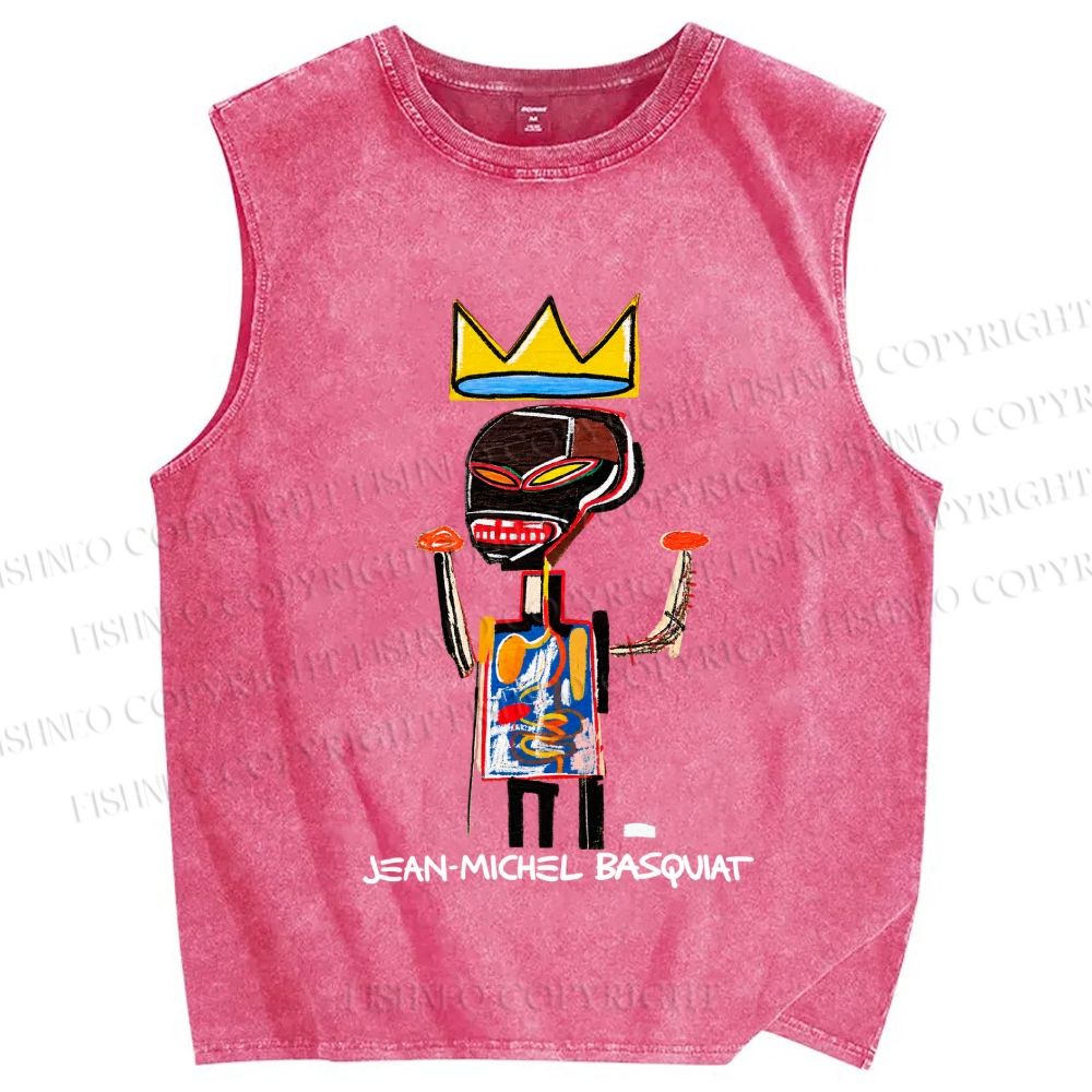 Unisex Jean-Michel Basquiat Printed Washed Tank Top