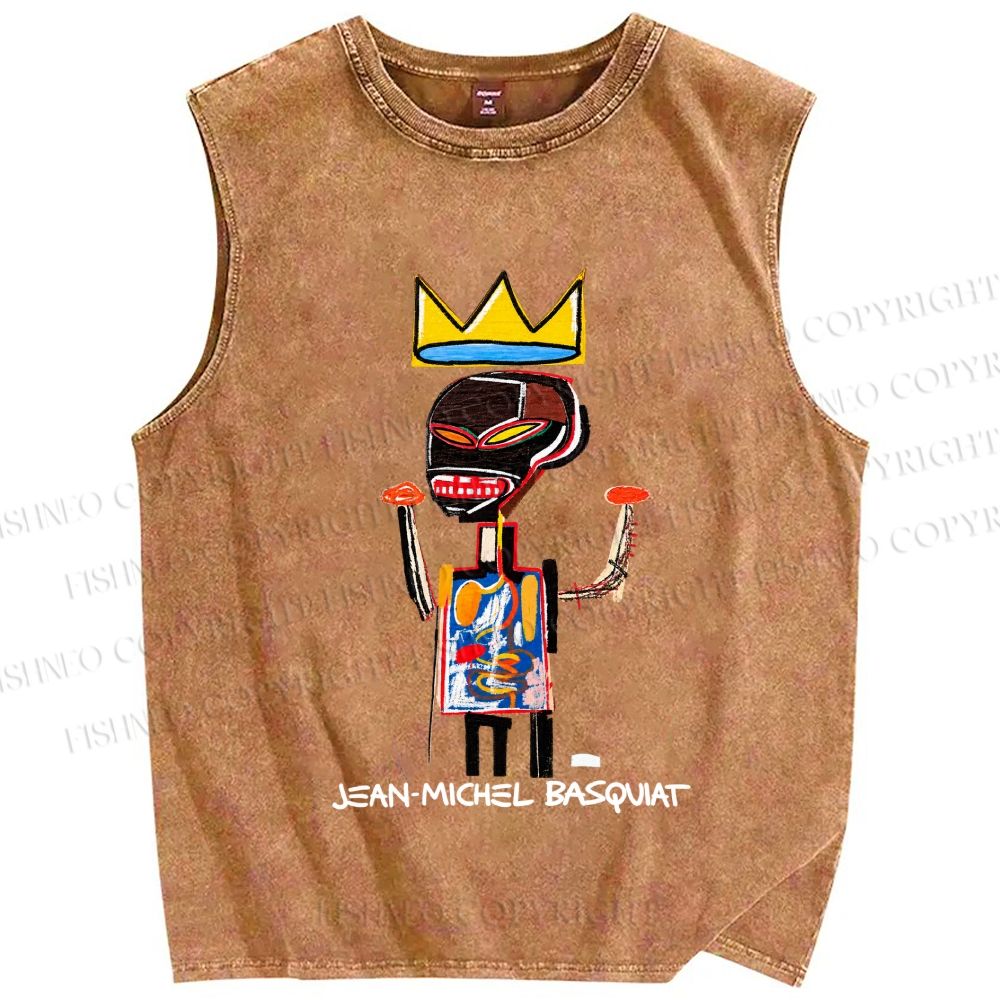 Unisex Jean-Michel Basquiat Printed Washed Tank Top