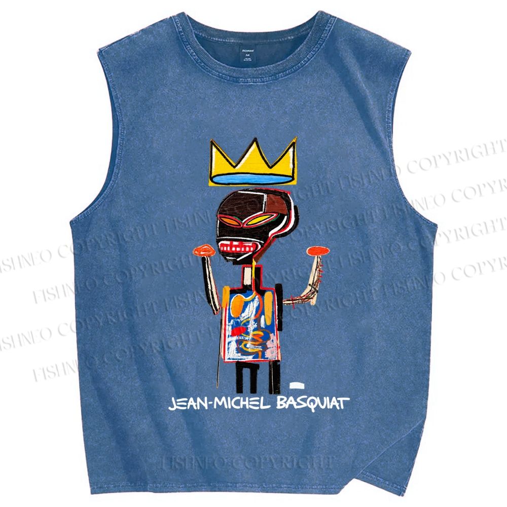 Unisex Jean-Michel Basquiat Printed Washed Tank Top