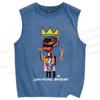 Unisex Jean-Michel Basquiat Printed Washed Tank Top
