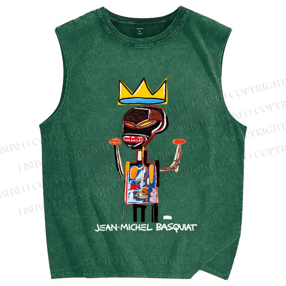 Unisex Jean-Michel Basquiat Printed Washed Tank Top