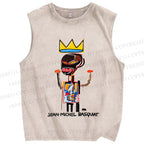 Unisex Jean-Michel Basquiat Printed Washed Tank Top