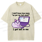 Unisex Funny Cat Email Printed Washed Tee