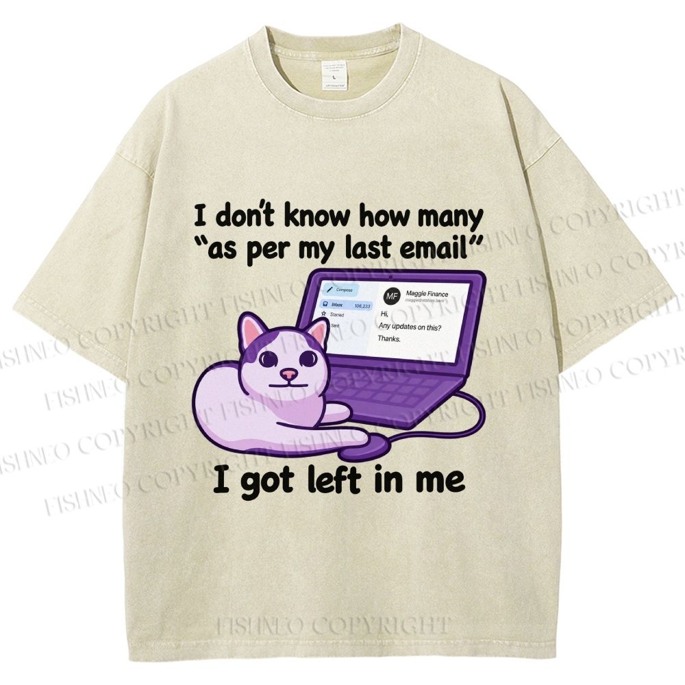 Unisex Funny Cat Email Printed Washed Tee