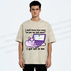 Unisex Funny Cat Email Printed Washed Tee