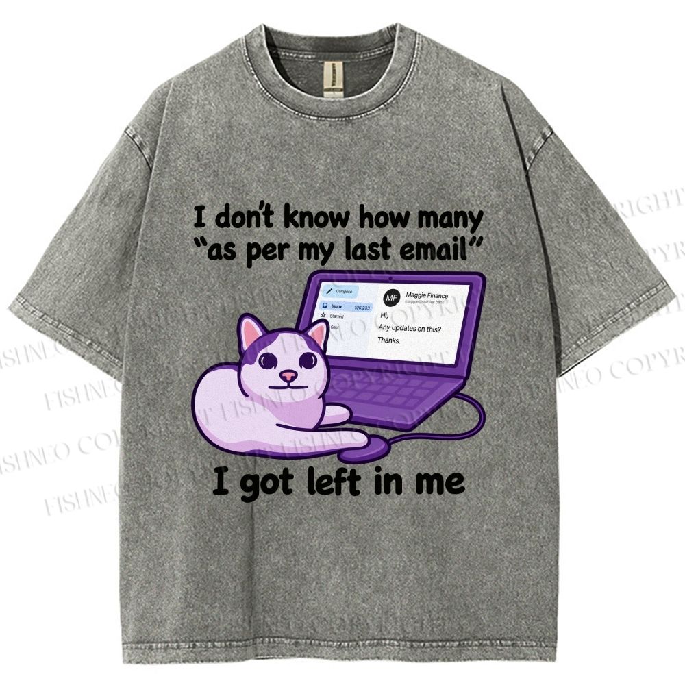 Unisex Funny Cat Email Printed Washed Tee