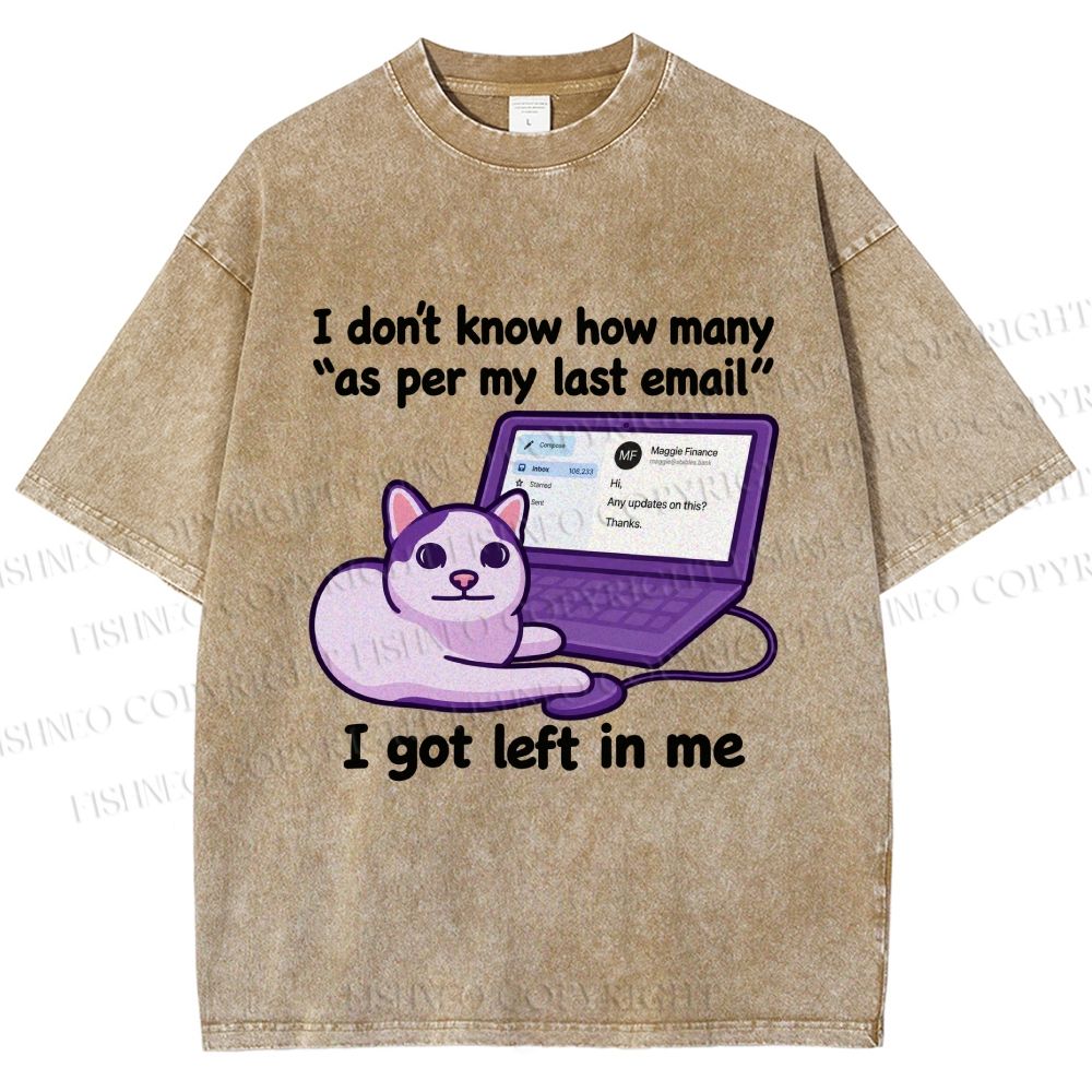 Unisex Funny Cat Email Printed Washed Tee