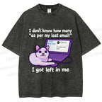 Unisex Funny Cat Email Printed Washed Tee