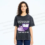 Unisex Funny Cat Email Printed Washed Tee