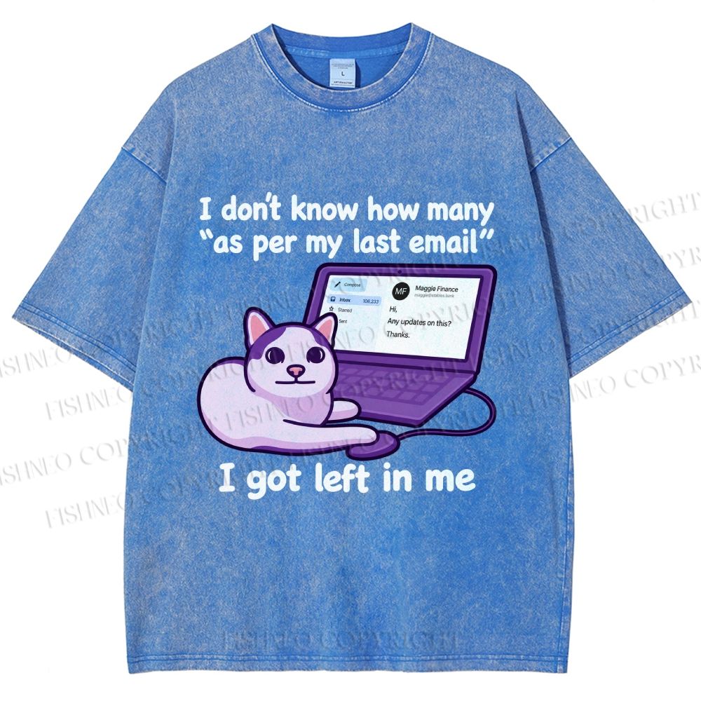 Unisex Funny Cat Email Printed Washed Tee