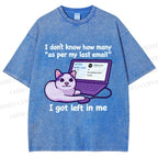 Unisex Funny Cat Email Printed Washed Tee